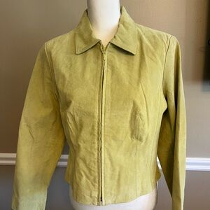 Suede zip front jacket.